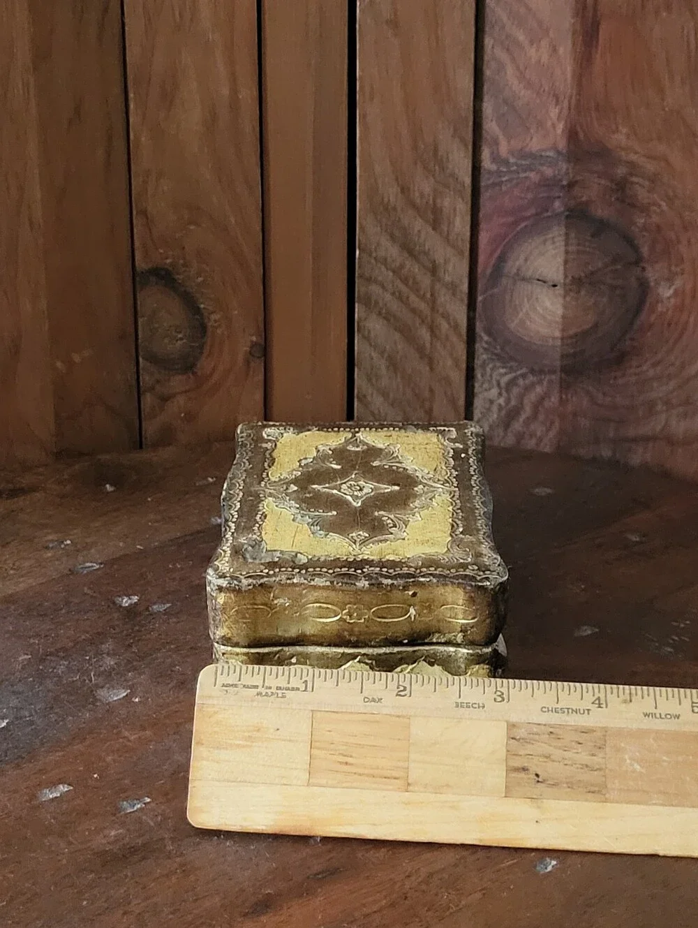 Vintage Small Ornate Gold Trinket Box